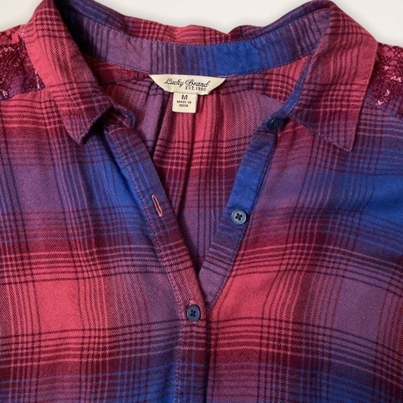 LUCKY BRAND Boho Embroidered Plaid Tunic Shirt - Picture 5 of 9